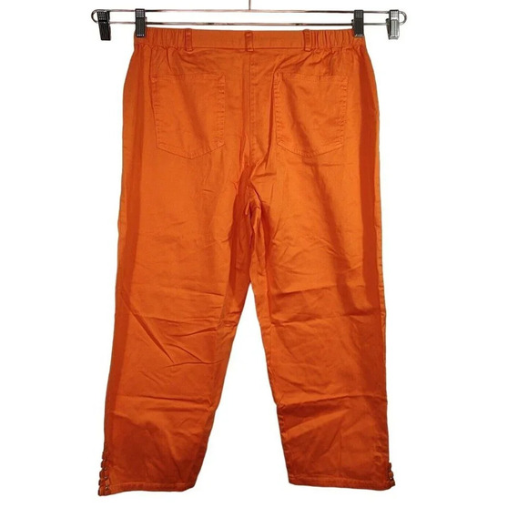 Ruby Rd Orange Cropped Pants Women Size 10 Straight Leg Zipper Fly - Picture 3 of 6